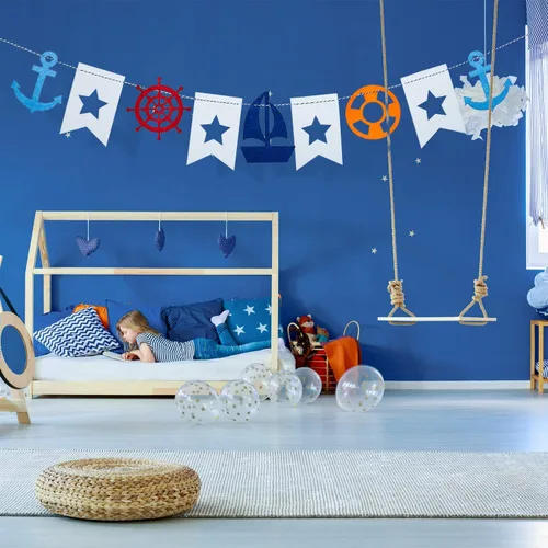 Miniatura 7 de 2 banderines náuticos para decoración de puerta de crucero, velero, yate, faro, guirnalda para fiesta de cumpleaños temática náutica, decoración