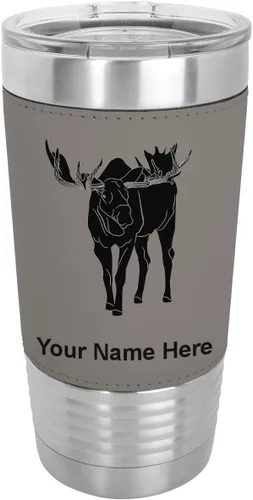 Miniatura 16 de LaserGram Vaso aislado al vacío de 20 onzas, alce, grabado personalizado incluido (piel sintética, estilo béisbol)