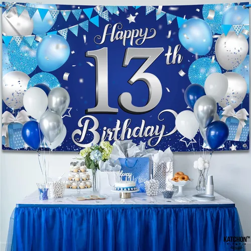 Miniatura 8 de KatchOn, Cartel de feliz cumpleaños número 13, negro y dorado, extragrande, 72 x 44 pulgadas, telón de fondo de feliz cumpleaños, pancarta de feliz