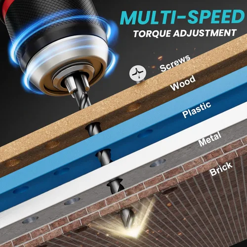 Miniatura 4 de DIYtoolifz Taladro Eléctrico Inalámbrico Compatible con Batería de 18V de Makita, Juego de Taladro Eléctrico Sin Escobillas de 1/2 Pulgadas, 440