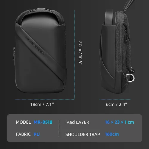 Miniatura 2 de Muzee Mochila cruzada pequeña para mujeres y hombres, ligera, con una correa, para viajes, senderismo, pecho, Negro -, Mochilas Daypack