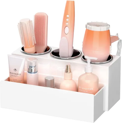 Miniatura 9 de NIUBEE Organizador de herramientas para el cabello, secadora de pelo acrílica y soporte para peinado, organizador de secadora de baño para encimera