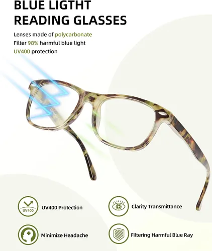 Miniatura 5 de JOLISU - Lentes de lectura para mujer y hombre, 5 unidades, elegantes, bisagra de resorte, bloqueo de luz azul, marco de protección (0.50)