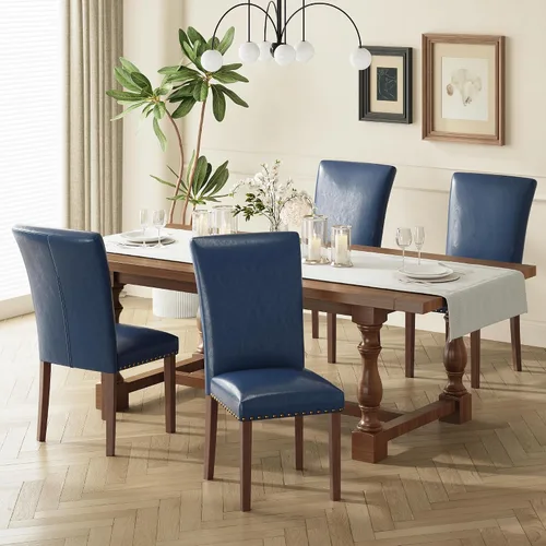 Miniatura 39 de COLAMY Juego de 2 sillas de comedor tapizadas Parsons, sillas de tela para comedor y cocina con detalle de cabeza de clavo y patas de madera