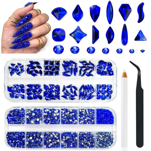 Miniatura 16 de qiipii Diamantes de imitación para uñas de amatista púrpura de múltiples formas de cristal con base plana K9, piedras de vidrio púrpura claro, gemas