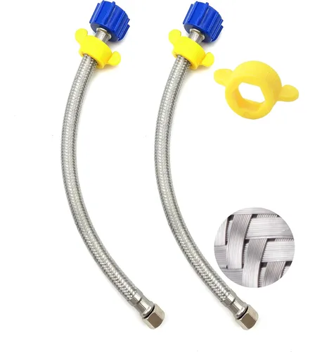 Miniatura 9 de Klabb Línea de suministro de grifo trenzado de acero inoxidable de 24 pulgadas, conector FIP de 1/2" x compresión de 3/8", conector de agua flexible