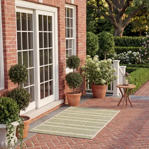 Miniatura 108 de SAFAVIEH Courtyard Collection - Alfombra decorativa, 2.3 x 5 pies, beige y verde oscuro, para interior/exterior, resistente a la intemperie