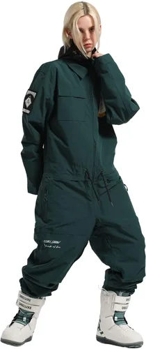 Miniatura 3 de IMPHUT Traje de esquí de una pieza para mujer, impermeable, resistente al viento, traje de nieve aislado para deportes de nieve
