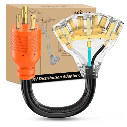 Miniatura 46 de Nilight - 50033R Adaptador de enchufe RV de 18 pulgadas, 50 amperios a 30 amperios, adaptador eléctrico de Dogbone de alta resistencia con mango 115G