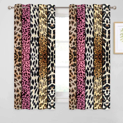 Miniatura 7 de Cortina opaca con estampado de animales salvajes, para oscurecer la habitación, con aislamiento térmico, con ojales para sala, comedor, dormitorio