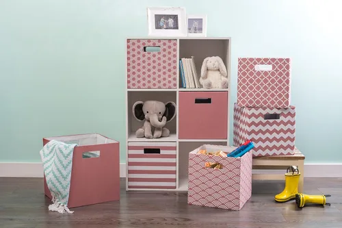 Miniatura 8 de DII Cubo de almacenamiento plegable de poliéster, Chevron, aguamarina, grande
