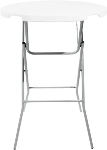 PRO&Family Mesa portátil plegable plástica redonda de 32 pulgadas, blanca, altura superior de la barra de la tabla para los acontecimientos