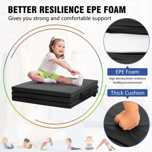 Miniatura 3 de Tapete de yoga grueso de 2 pulgadas para gimnasio en casa, ejercicio, gimnasia, volteras, pilates, equipo de danza, tapete de juego de espuma