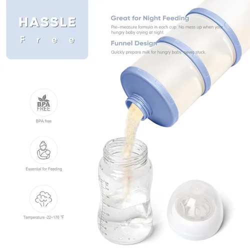 Miniatura 5 de Dispensador de fórmula apilable Termichy, contenedor portátil de leche en polvo, 2 paquetes, azul