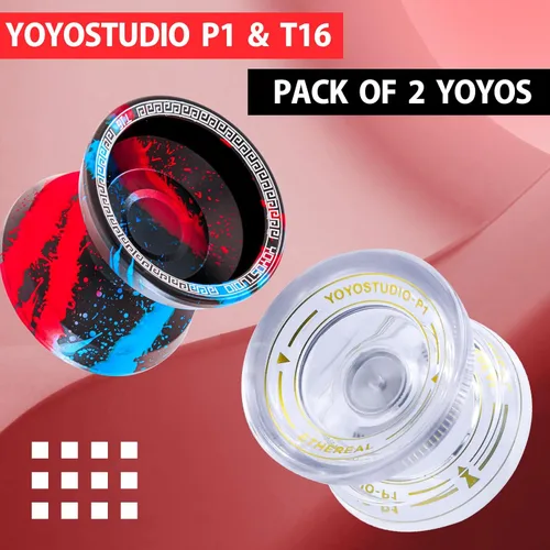 Miniatura 2 de YOYOSTUDIO Yoyos de Doble Propósito Paquete de 2, Yoyo de Metal T16 y Yo Yo de Plástico P1 Blanco Cristal Responsivo Yo Yo para Niños Adultos