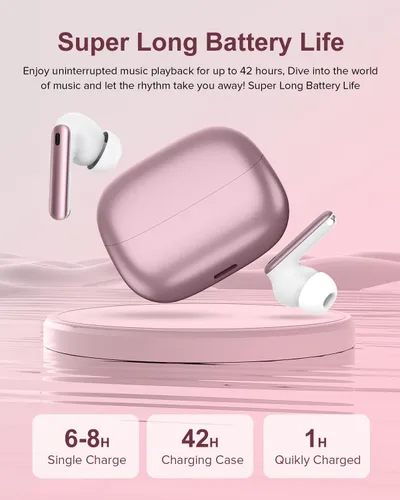 Miniatura 2 de Auriculares inalámbricos, 42H de tiempo de reproducción, auriculares Bluetooth 5.3, auriculares con cancelación de ruido de llamada estéreo HiFi