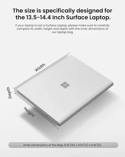 Miniatura 9 de Tomtoc 360° Funda protectora para laptop de 13.5-14.4 pulgadas para Surface Laptop Studio/6/5/4/3, Surface Book, Estuche para laptop resistente al