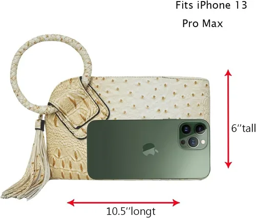 Miniatura 6 de NGIL Mini bolso de pulsera para mujer, mini bolso de cuero sintético con borla de flecos, cartera de pulsera para mujer