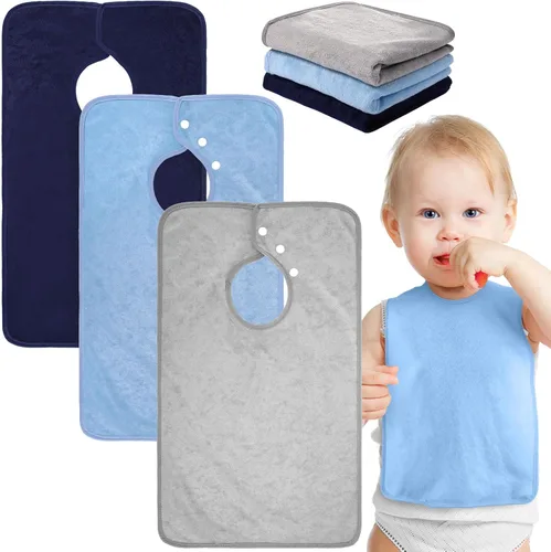 Miniatura 10 de Hercicy Baberos de cobertura completa con capucha para bebés y niños pequeños de felpa con botón de presión para niños de 0 a 4 años, unisex