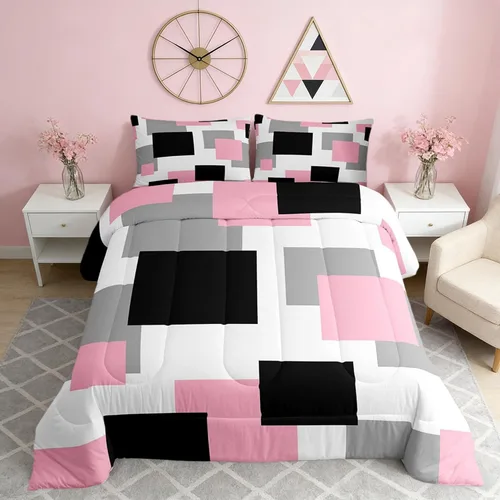 Miniatura 51 de Castle Fairy Juego de edredón con estampado azteca occidental, juego de ropa de cama geométrica a rayas marrones para niños y adolescentes