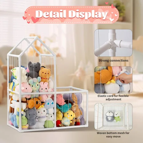 Miniatura 4 de ROMAGIO Almacenamiento de animales de peluche, grande de PVC, zoológico, organizador de juguetes de peluche para habitación de los niños