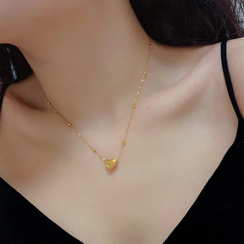 Miniatura 8 de Paquete de 2 collares con dije de corazón de circonita cúbica de titanio para mujeres, adolescentes y niñas, de acero inoxidable, cadena de capa