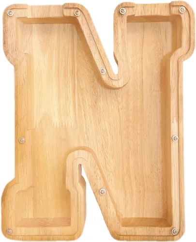 Miniatura 18 de Alcancía de 26 letras del alfabeto inglés A-Z, alcancía de madera transparente de gran capacidad, caja de ahorro de monedas personalizada