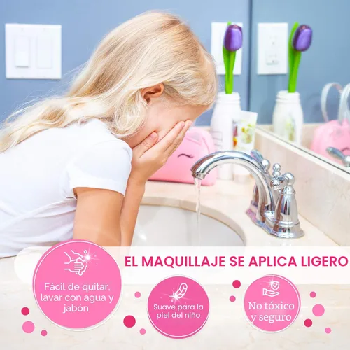 Miniatura 5 de Sprinkles Toyz Kit de maquillaje real para niñas pequeñas: con bolsa de maquillaje de unicornio rosa, juguetes de maquillaje reales, no tóxicos