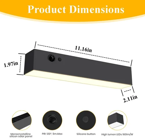 Miniatura 4 de Luces solares para exteriores, luz solar con sensor de movimiento para letrero de casa, IP44 impermeable 1000LM 4000K estilo moderno de lujo sin