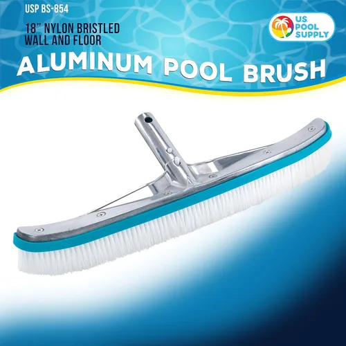 Miniatura 2 de U.S. Pool Supply Cabezal de cepillo de piscina para piscinas enterradas, cepillo de piscina de 18 pulgadas con mango de poste, cepillos de cerdas