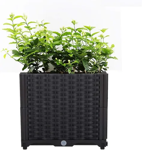 Miniatura 20 de Hershii Kits de cama elevada de jardín, contenedores rectangulares de plástico para plantas profundas, para interiores y exteriores, verduras, Blanco