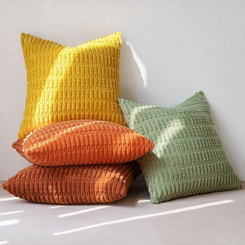 Miniatura 25 de MIULEE Juego de 4 fundas de almohada decorativas de pana estilo bohemio de primavera de 18 x 18 pulgadas para sofá, sala de estar, sofá y cama