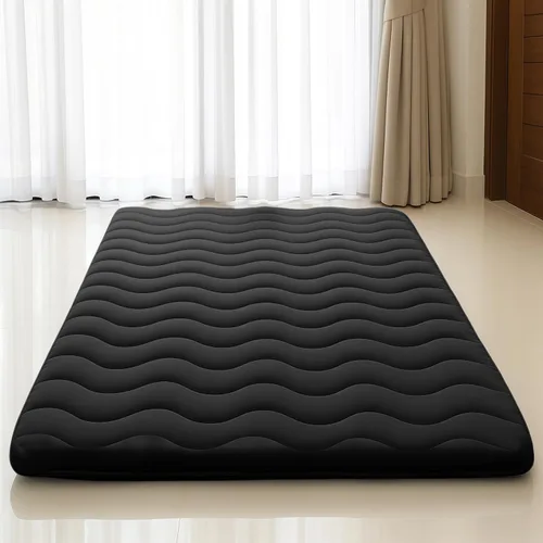 Miniatura 15 de Colchón de Futón Japonés para Suelo, 100% Espuma Cómoda de Alta Densidad, Colchón Plegable Engrosado de 3.5 Pulgadas, Tapete Tatami para Dormir, Gris