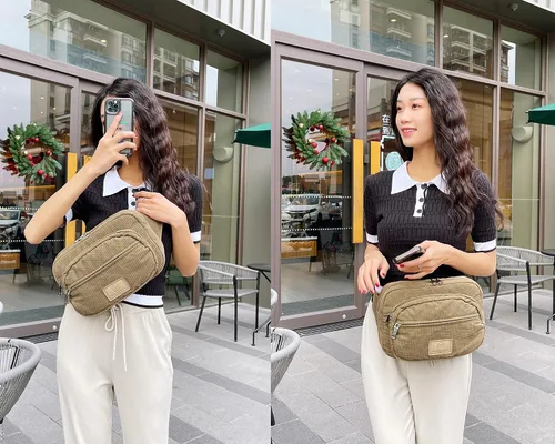 Miniatura 7 de Ibalulu Riñonera cruzada para mujer a la moda, bolsa para cinturón grande de 5 litros, bolso de pecho con correa ajustable, riñoneras de moda