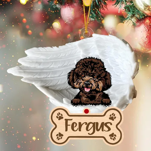 Miniatura 40 de Adorno de perro afgano de 1 ángel, adorno acrílico 2D personalizado conmemorativo para perros, regalo por pérdida de mascotas, regalo