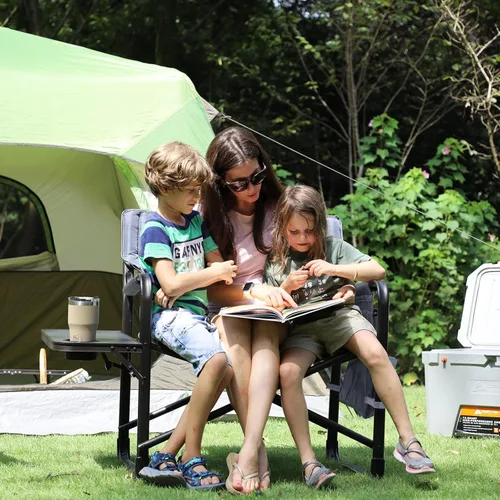Miniatura 2 de Timber Ridge Sillas de director XXL mejoradas de gran tamaño con mesa auxiliar plegable, bolsillo lateral desmontable, silla de campamento plegable