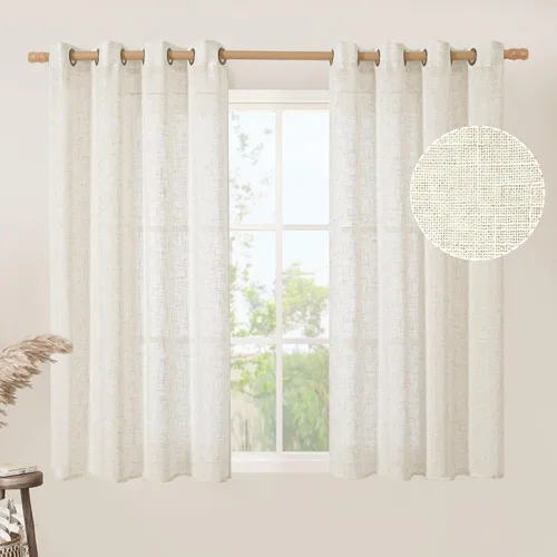 Miniatura 191 de LAMIT Cortinas de lino sintético para dormitorio, paneles filtrantes de luz, cortinas de lino con protección de privacidad con ojales para ventanas
