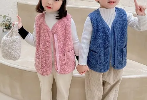 Miniatura 3 de warmstraw Chaleco de invierno para bebés niños y niñas, con cremallera, lindo chaleco suave