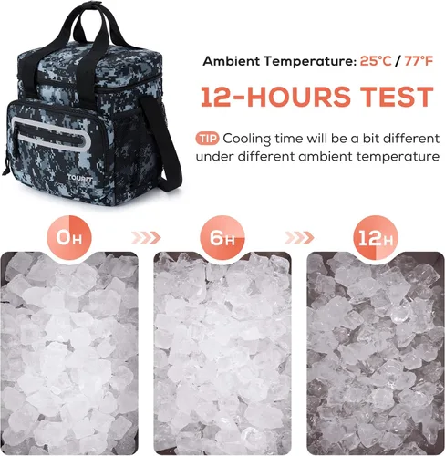 Miniatura 7 de TOURIT Lonchera grande de 14L con aislamiento para almuerzo, enfriador de comida para hombres y mujeres, color negro Camuflaje