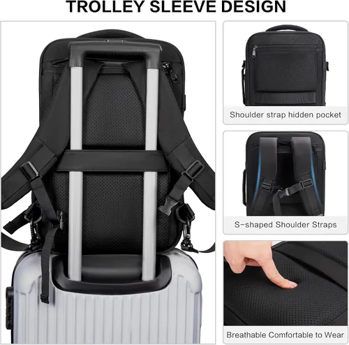 Miniatura 7 de YOUNGOA Mochila de mano para viajar en avión, mochila de viaje grande aprobada por aerolíneas, bolsa de artículos personales de 35 L, mochila