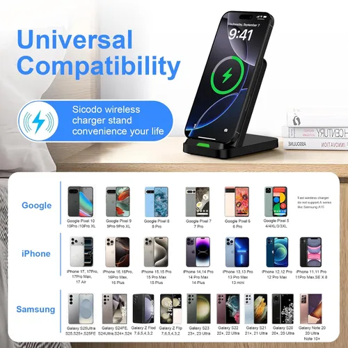 Miniatura 7 de Soporte de carga inalámbrico para Google Pixel 10/10 Pro/10 Pro XL/9a/9 Pro/9 Pro XL/8/8 Pro/7/7 Pro/6/6 Pro/5, estación de carga rápida