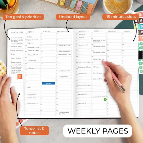 Miniatura 3 de Clever Fox Libro de Citas – Planificador de Horarios por Horas con Incrementos de 15 Minutos – Planificador de Bloques de Tiempo para Trabajo Diario