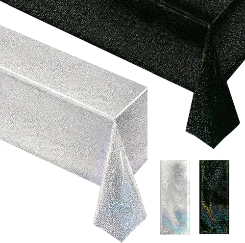 Miniatura 29 de Just Shimmer Mantel holográfico azul claro de 40" x 108" Decoración de fiesta rosa fuerte Día de San Valentín Fiesta de cumpleaños Decoración