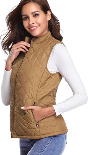 Miniatura 2 de Fuinloth - Chaleco acolchado para mujer, diseño de cuello alto, ligero, con cierre