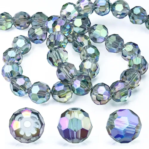 Miniatura 19 de Dowarm 100 cuentas redondas de cristal de 0.315 pulgadas para la fabricación de joyas, cuentas de cristal Rondelle facetadas para manualidades