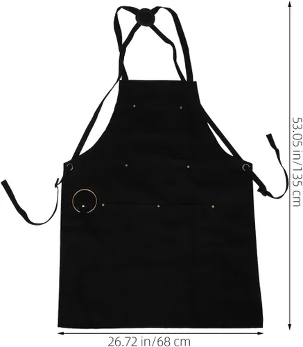 Miniatura 2 de Waterproof Canvas Chef Apron with Multiple Pockets, Thick Sturdy Cooking Work Apron for Men and Women, Suitable for Nail Salon, Kitchen, Restaurant