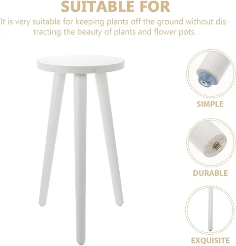 Miniatura 6 de Soporte de madera para plantas de 17.12 pulgadas, soporte para macetas con soporte estable de 3 puntos, exhibición de jardín para interiores