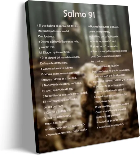 Miniatura 20 de Salmo 91 En Español Para Pared, Arte de pared del Salmo 91, Cuadros Cristianos Para Pared En Español, Decoración de pared cristiana en español, Ta