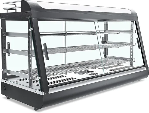 Calentador de alimentos comercial de 3 estantes con estante superior, calentadores de encimera de 44 pulgadas, caja caliente para pizza/pretzel/para