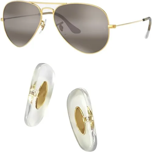 Reemplazo de clip de 0.630 in, 2 almohadillas nasales para RayBAN Aviator RB3025 3026 Kits de reparación de gafas de sol, dorado